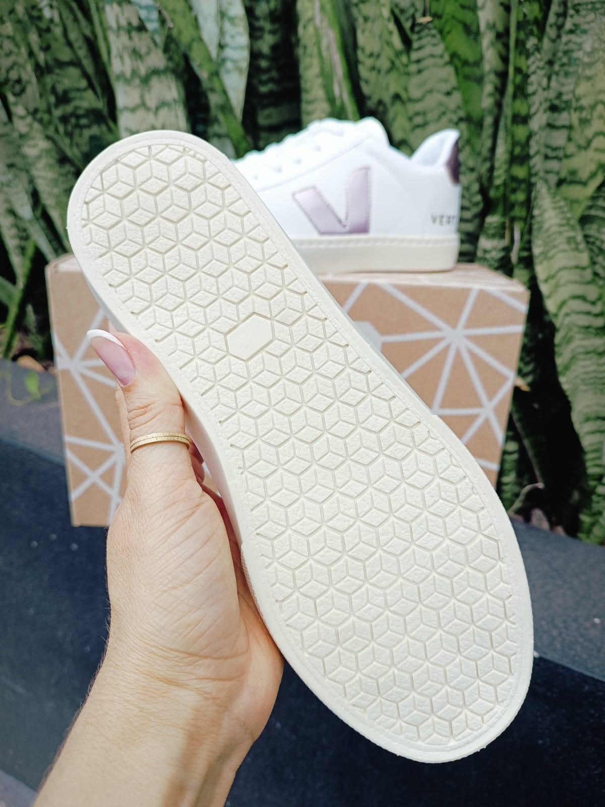 Tênis Vert Branco Rosa Metal Premium Feminino